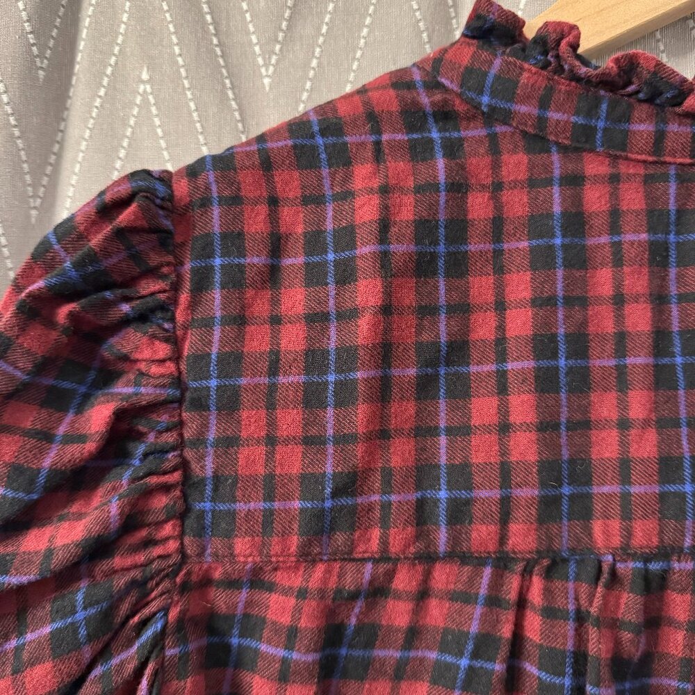 Plaid Ruffle Short-Sleeve Flannel Shirt - Large Tall - GAP